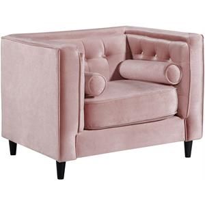 Meridian Furniture Taylor Velvet Accent Chair in Pink | Cymax