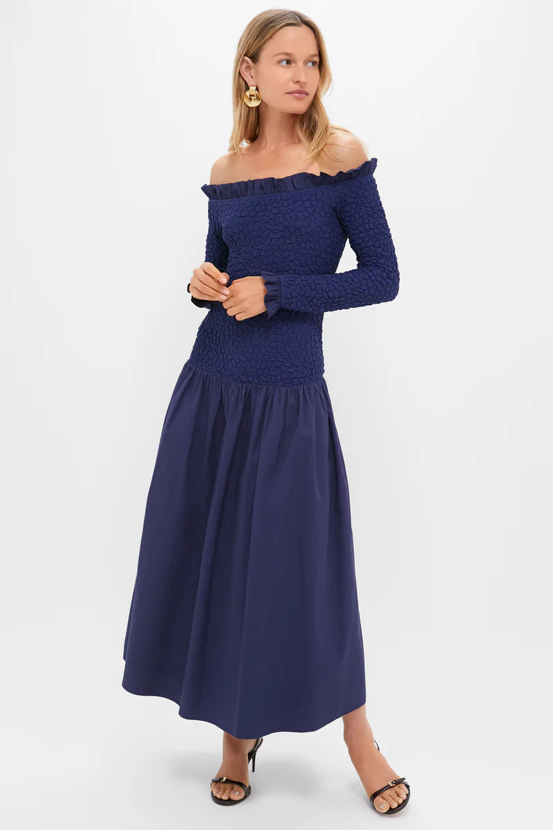 Navy Mixed Media Angola Maxi Dress | Tuckernuck (US)