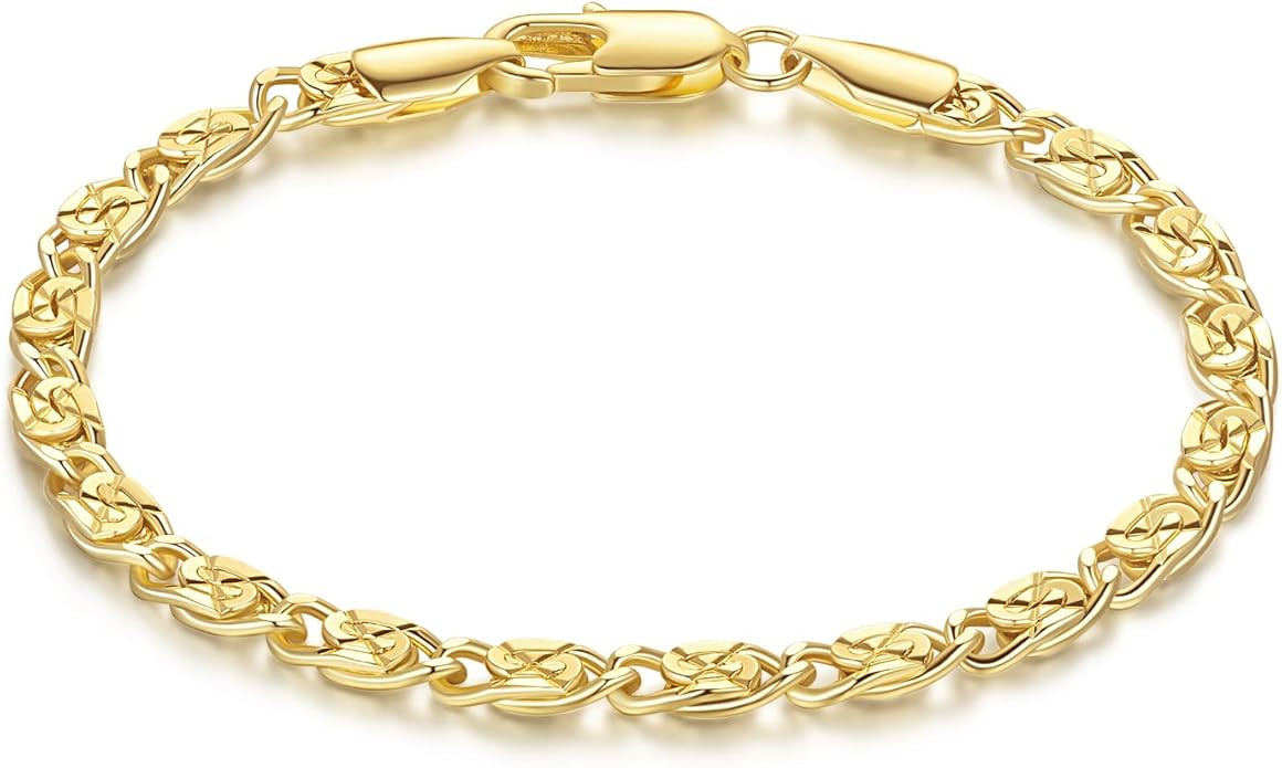 14K Gold Bracelets for Women Gold Bracelet for Womens Bracelets Dainty Cuban Chain Bracelet for W... | Amazon (US)