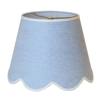 Scalloped Blue Linen Lampshade Pleated and Scalloped Lampshades