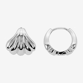 Silver Reflections Shell Womens 13.2mm Hoop Earrings | JCPenney