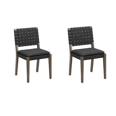 Nathan James Set of 2 Cohen Faux Leather Dining Chair Black | Target