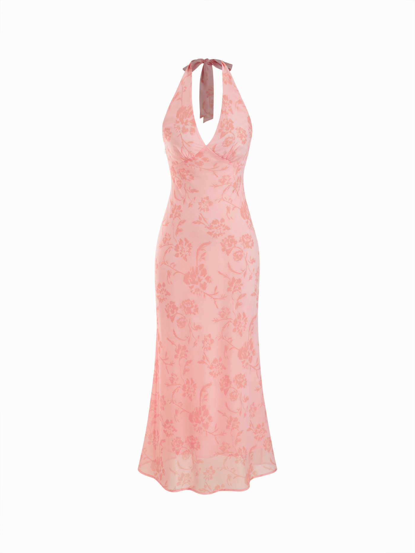 Chiffon Sweetheart Floral Backless Tie Back Mermaid Maxi Dress | Cider