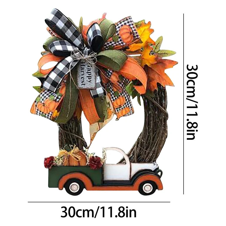 Wirziis Farmhouse Pumpkin Truck Wreath, Rustic Simple Decor, Fall Wreaths for Front Door Autumn H... | Walmart (US)