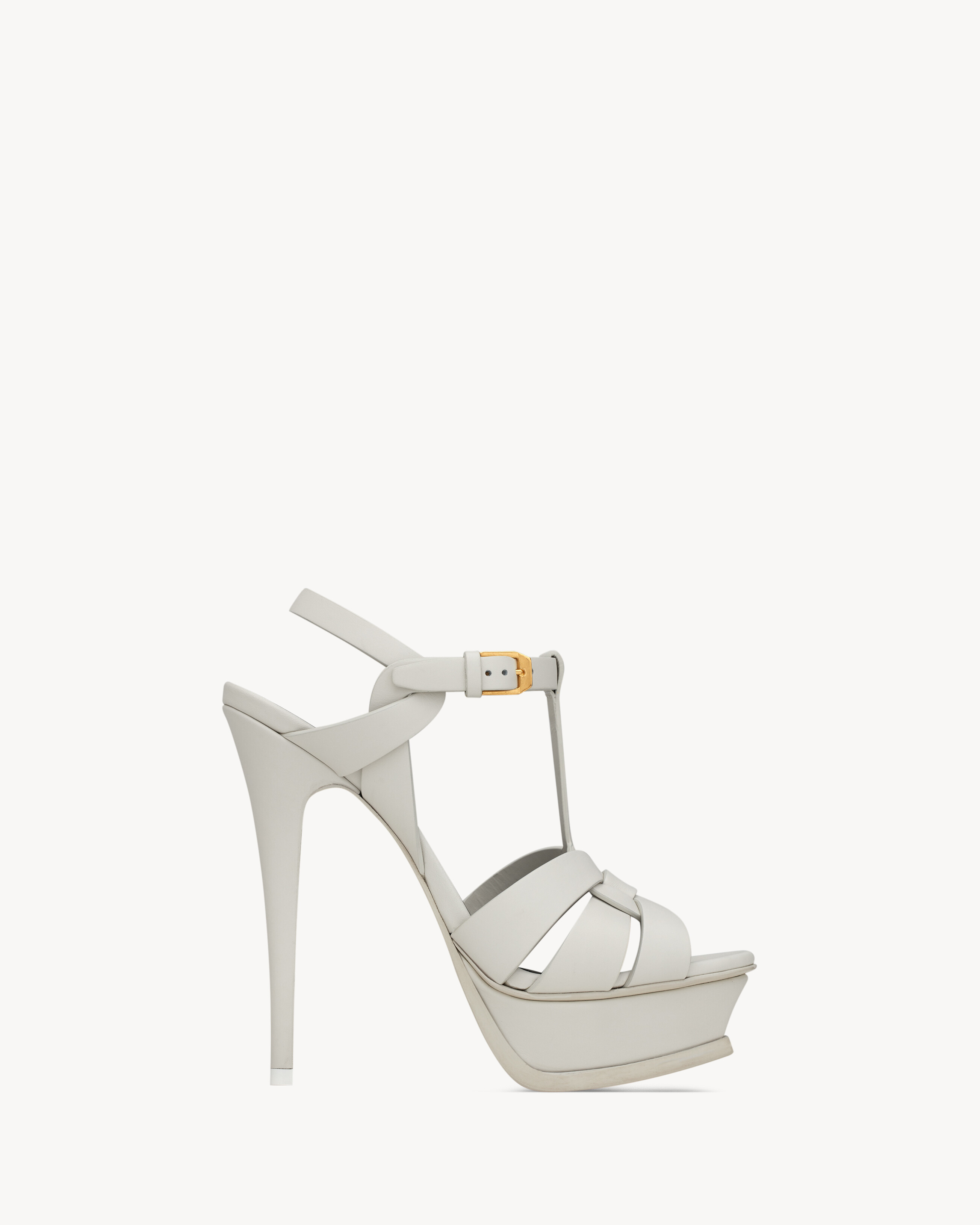 Tribute Platform Sandals In Smooth Leather White 11 | Saint Laurent Inc. (Global)