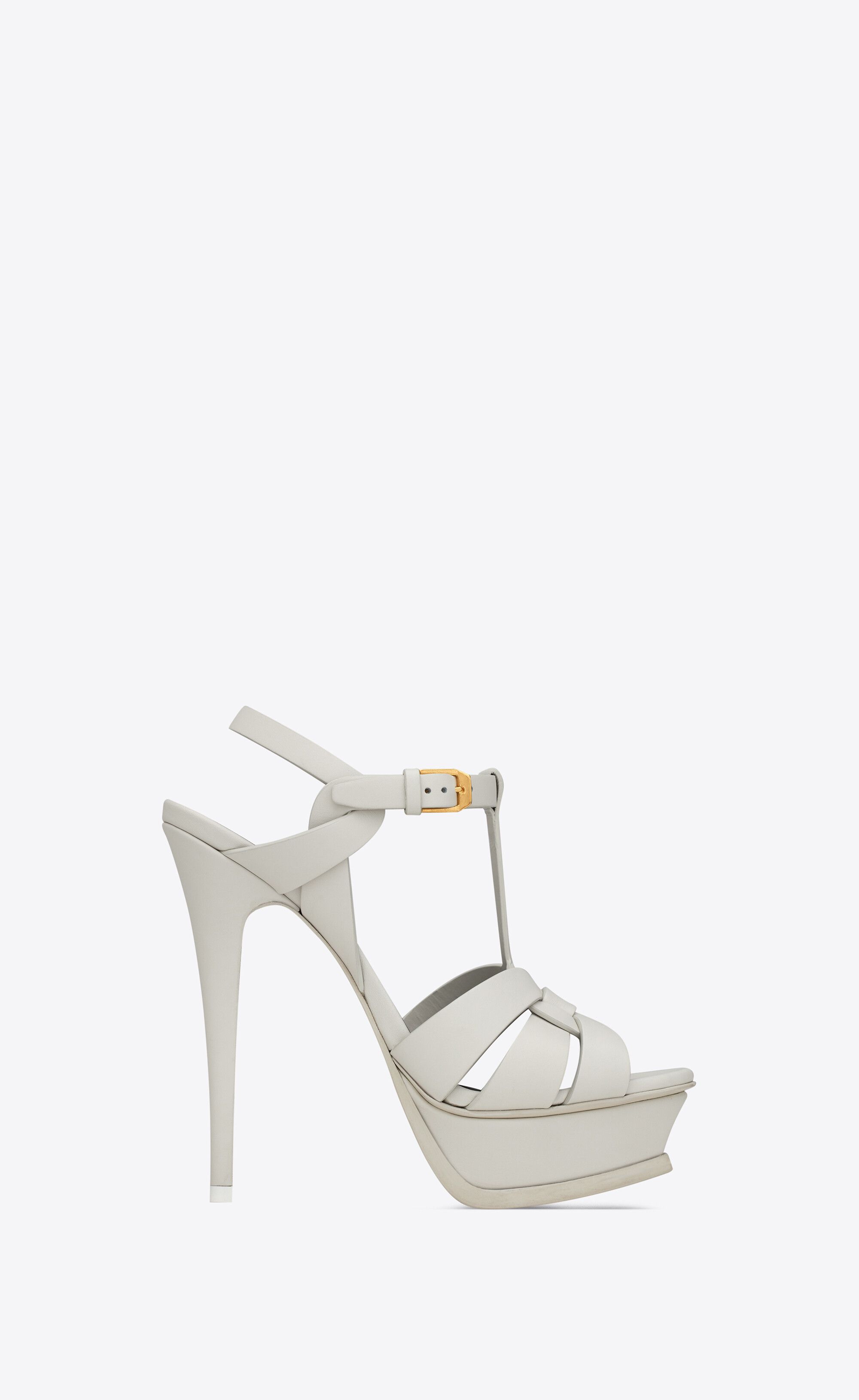 Tribute Platform Sandals In Smooth Leather White 11 | Saint Laurent Inc. (Global)