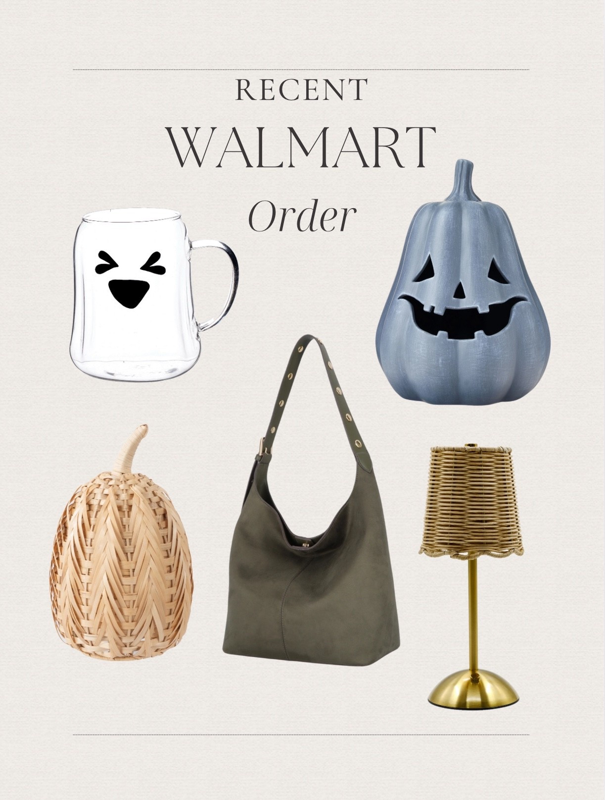 Recent Walmart order👻🤎

Ghost mug, terracotta pumpkin, pumpkin decor, boho pumpkin, rattan pumpkin, rattan lamp, cordless lamp, studded suede bag, fall style 

#LTKHome #LTKSeasonal #LTKHalloween