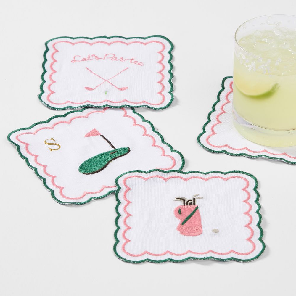 Sports Embroidered Coasters, Set of 4 | Mark and Graham