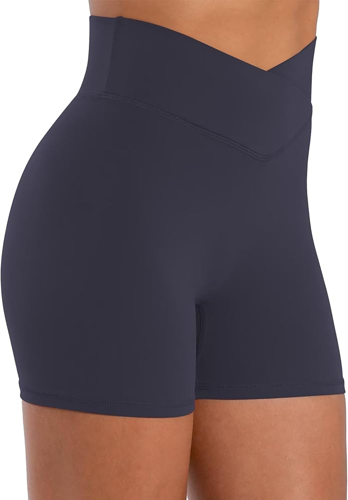 Sunzel Women's High Waisted Crossover Waist Butt Lifting Biker Shorts | Amazon (US)