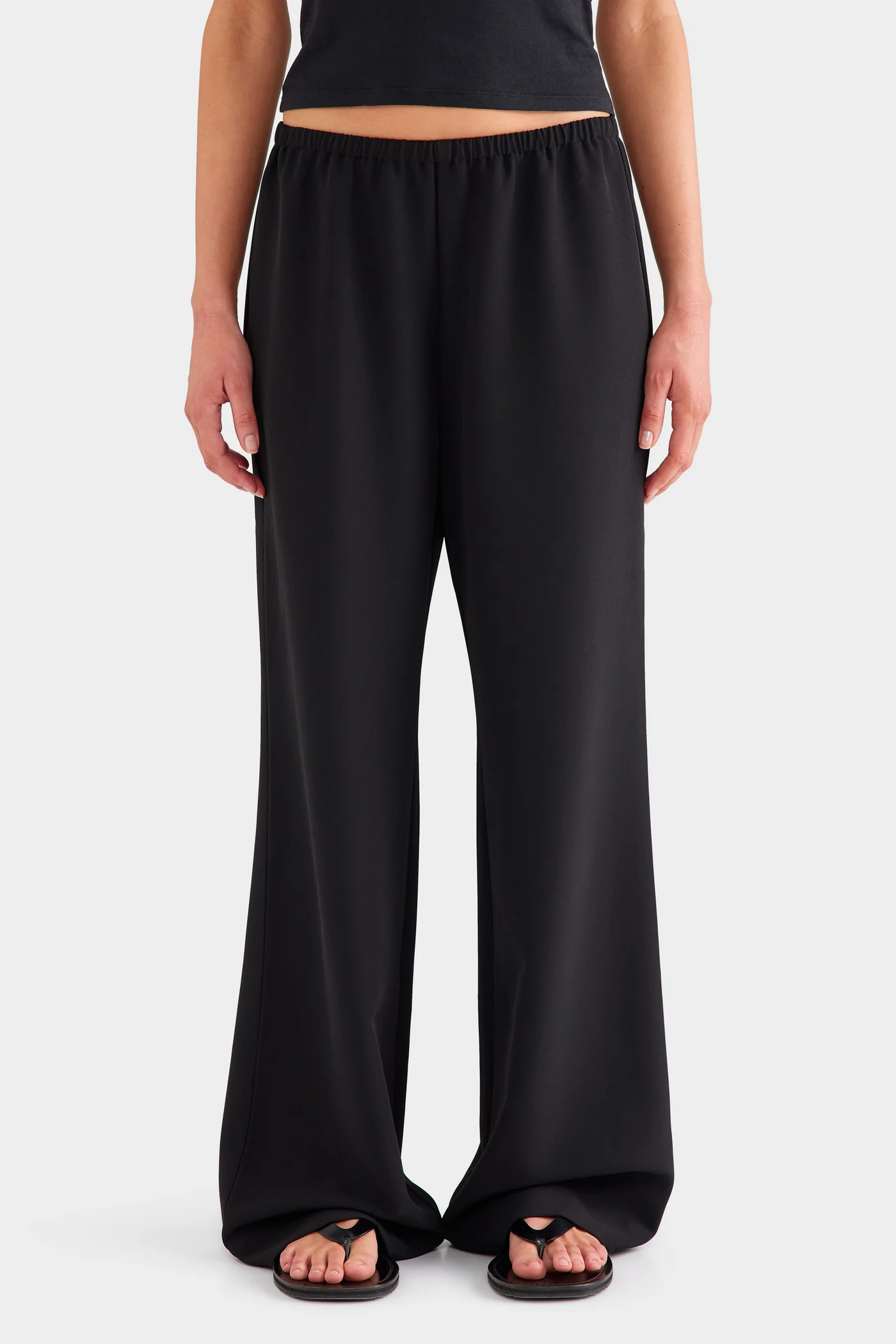 Womens Crepe Elastic Waist Pant in Black | Venroy | Venroy AU