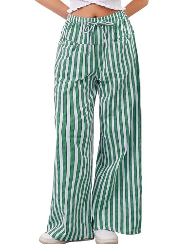 Ziesexy Striped Pants Women Wide Leg Trousers Drawstring Low Rise Casual Loose Lounge Pajama Pant... | Amazon (US)