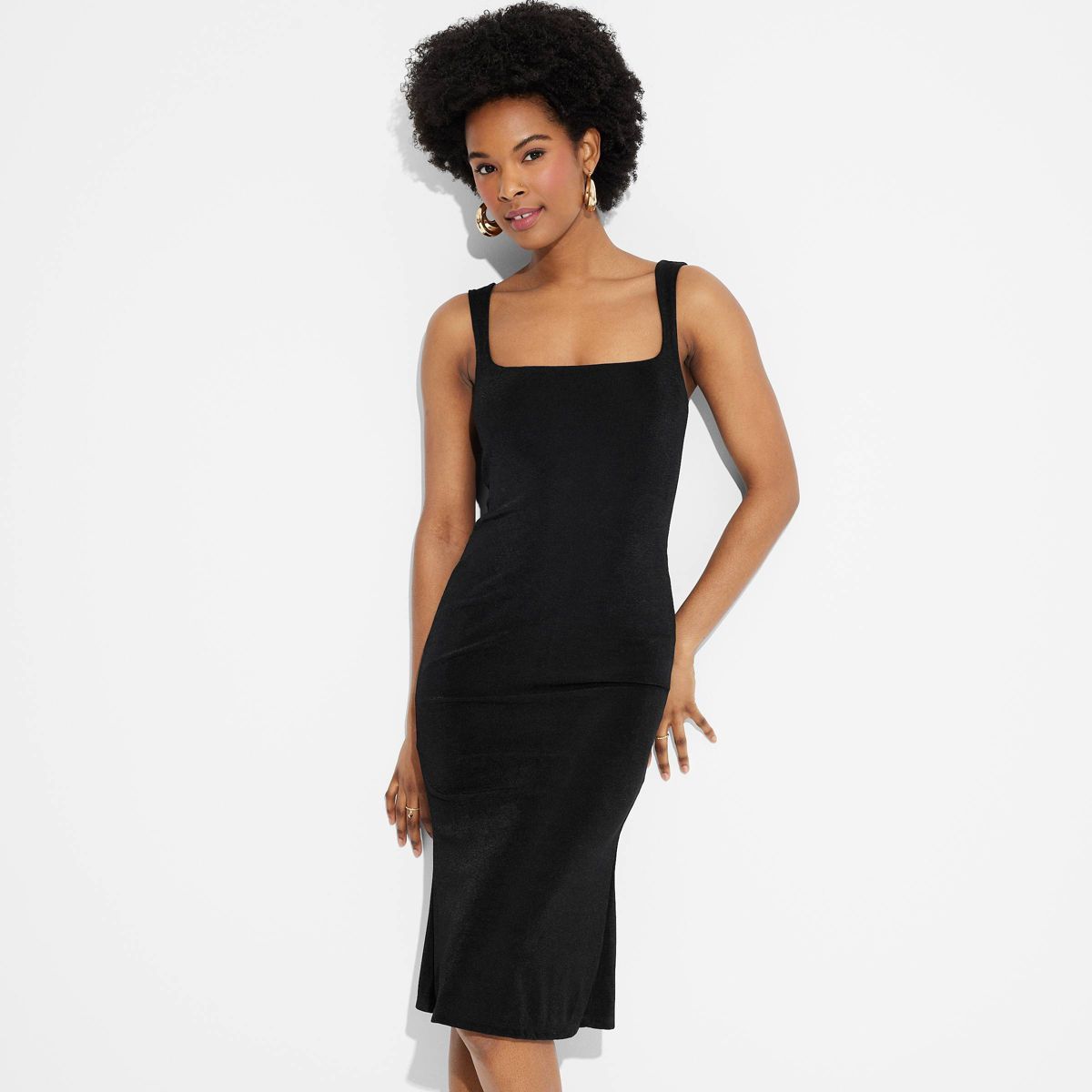 Women's Square Neck Midi Dress - Wild Fable™ Black XS | Target