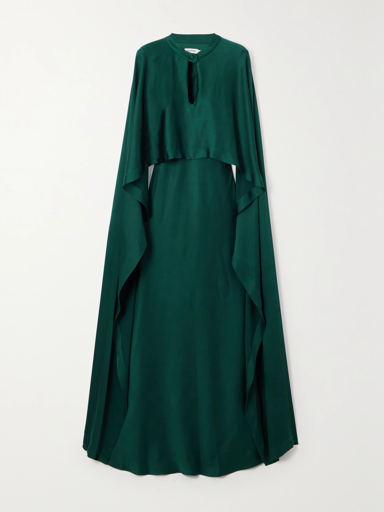 SIMKHAI - Amory Cape-effect Draped Satin Gown - Emerald - US0 | NET-A-PORTER APAC