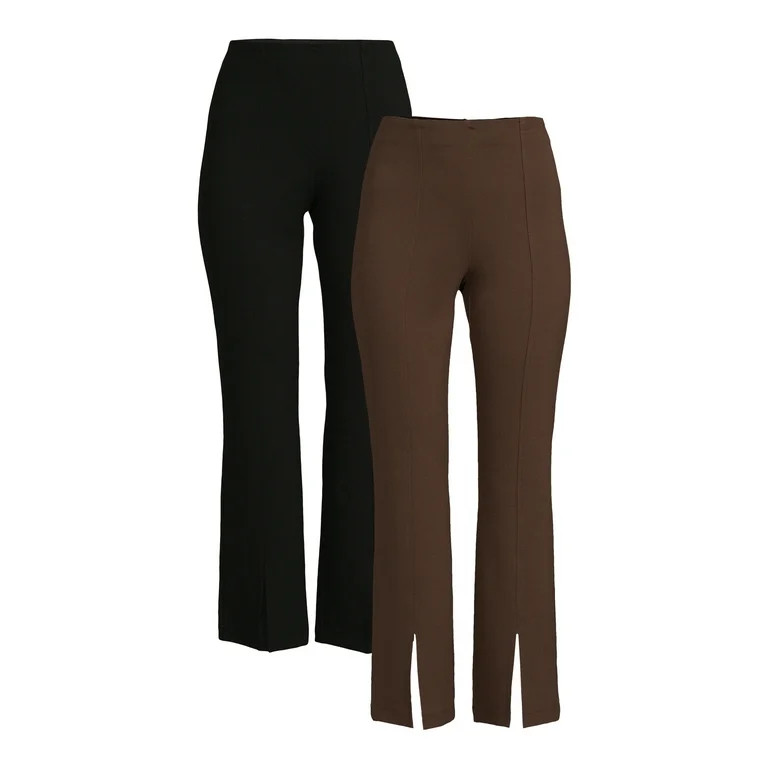 Time and Tru Women's Flare Ponte Pants, 2-Pack, 30" Inseam for Regular, Sizes XS-XXL | Walmart (US)