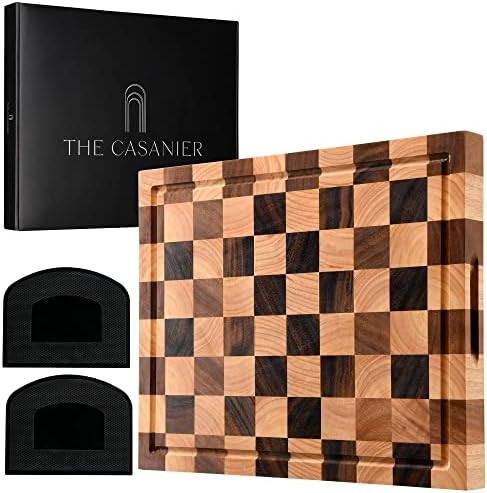 CASANIER Acacia Wood Cutting Board - 1.5” Thick Extra Large Butcher Block, Reversible Chopping ... | Amazon (US)