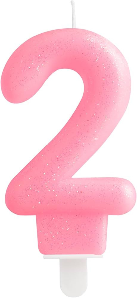 Glitter Pink 2 Birthday Candles, Pink Shiny Number Happy Birthday Cake Topper Decorations, Pink B... | Amazon (US)