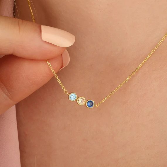 14K Gold Birthstone Necklaces, Silver Birthstone Pendants, Birthstone Jewelry, Personalized Gifts... | Etsy (US)