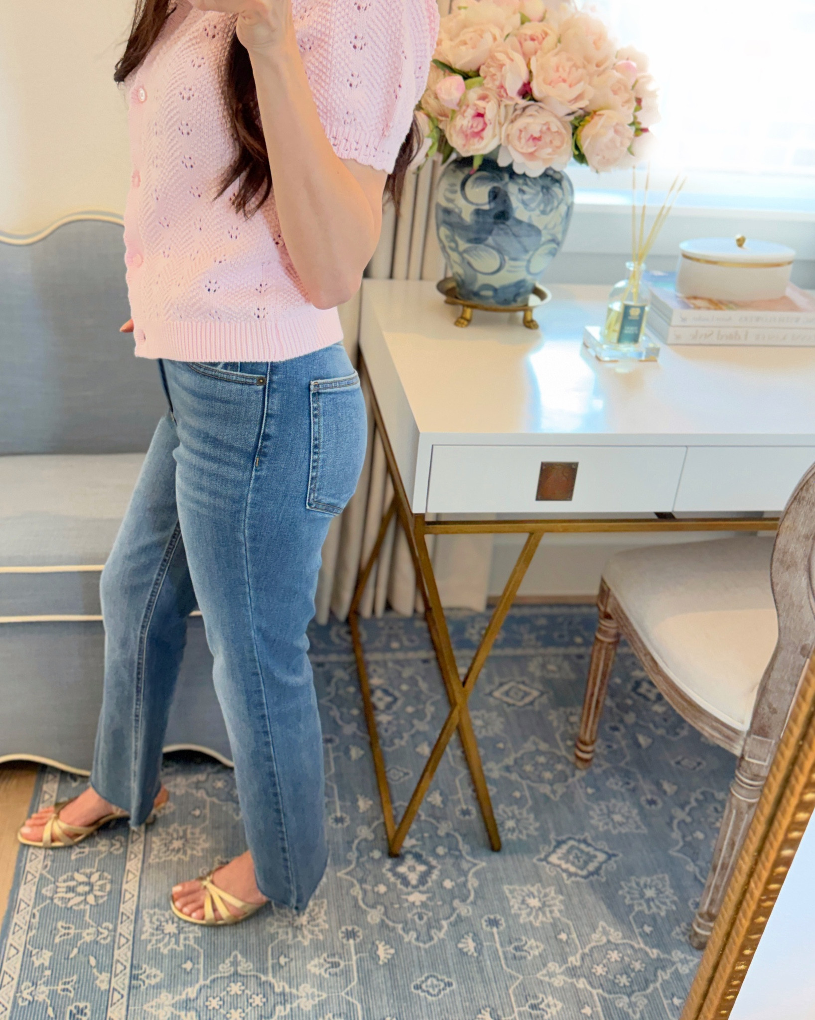 Target jeans 🙌🏻 Pocket placement is 👌🏻  If you love Mother straight leg jeans, give these a try! Size up at least one size‼️ — I typically wear a 0/24 and grabbed a 4 (regular length- I’m 5’5) in these, also come in petite and long 👏🏻 

Target denim spring outfit ootd #target @Target stretch jeans mother hustler look for less scalloped cardigan Walmart gold sandals feminine style casual outfit spring outfit 2026

#LTKSaleAlert #LTKPetite #LTKootd