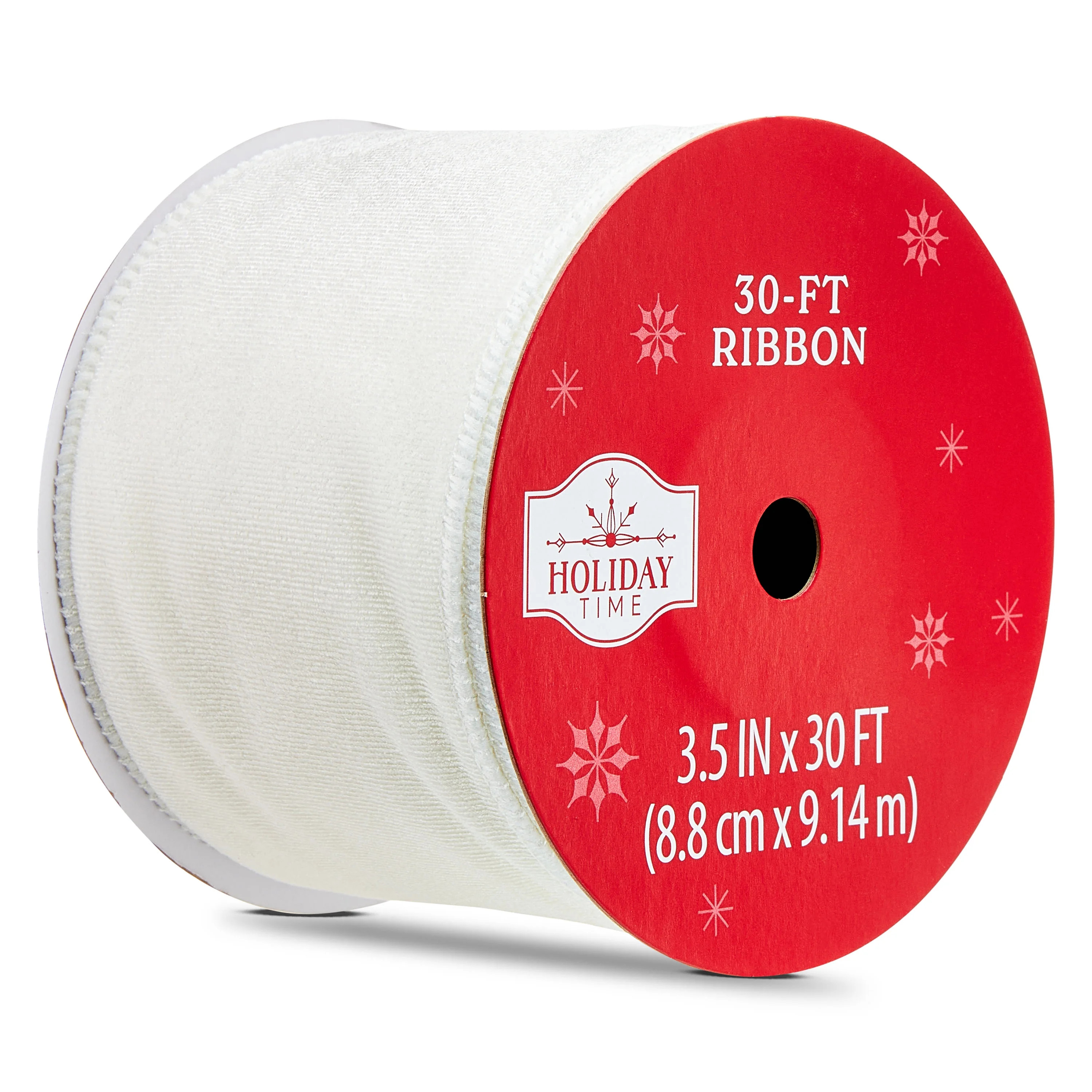 White Velvet Christmas Ribbon, 3.5" x 30', by Holiday Time | Walmart (US)