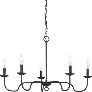 Progress Lighting Canebrake 5-Light Matte Black Farmhouse Chandelier Light P400291-31M - The Home... | The Home Depot