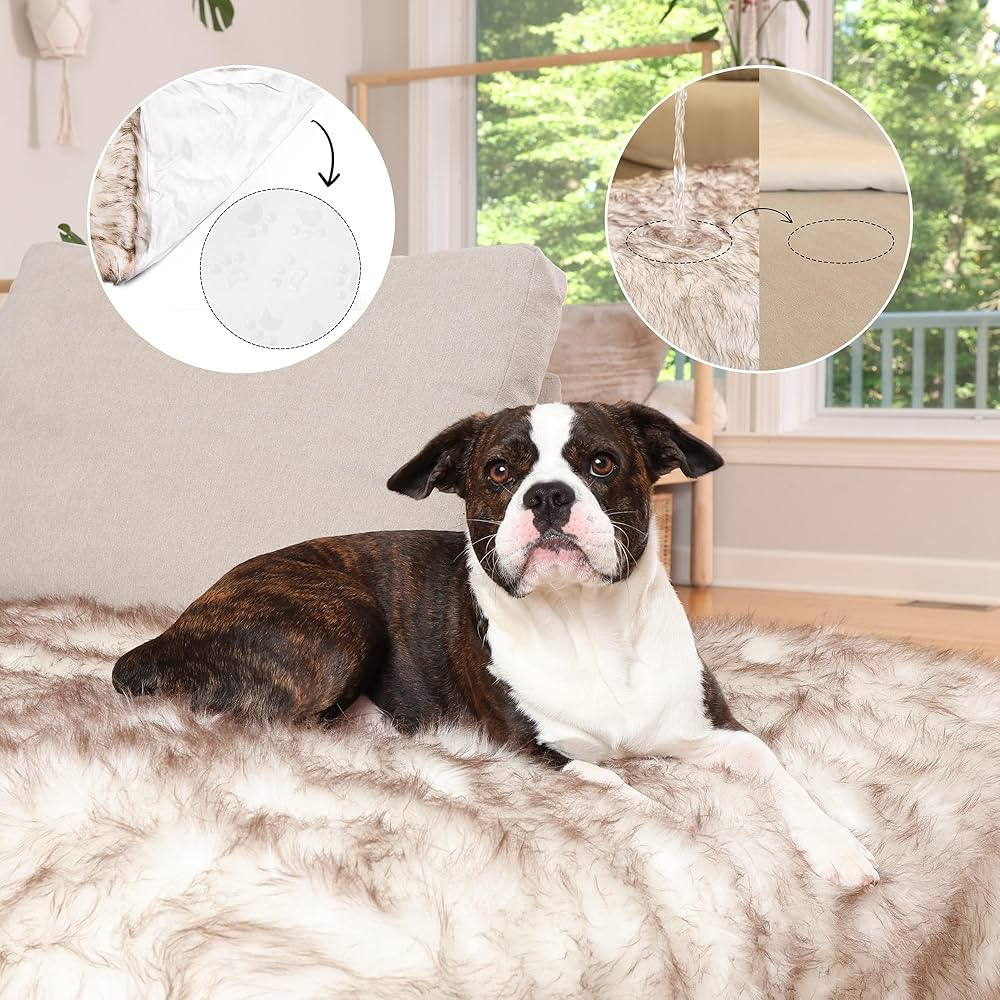 Faux Fur Dog Blanket - Extra Large Waterproof Dog Blanket for Couch Bed Car & Crate, Ultra Soft W... | Amazon (US)