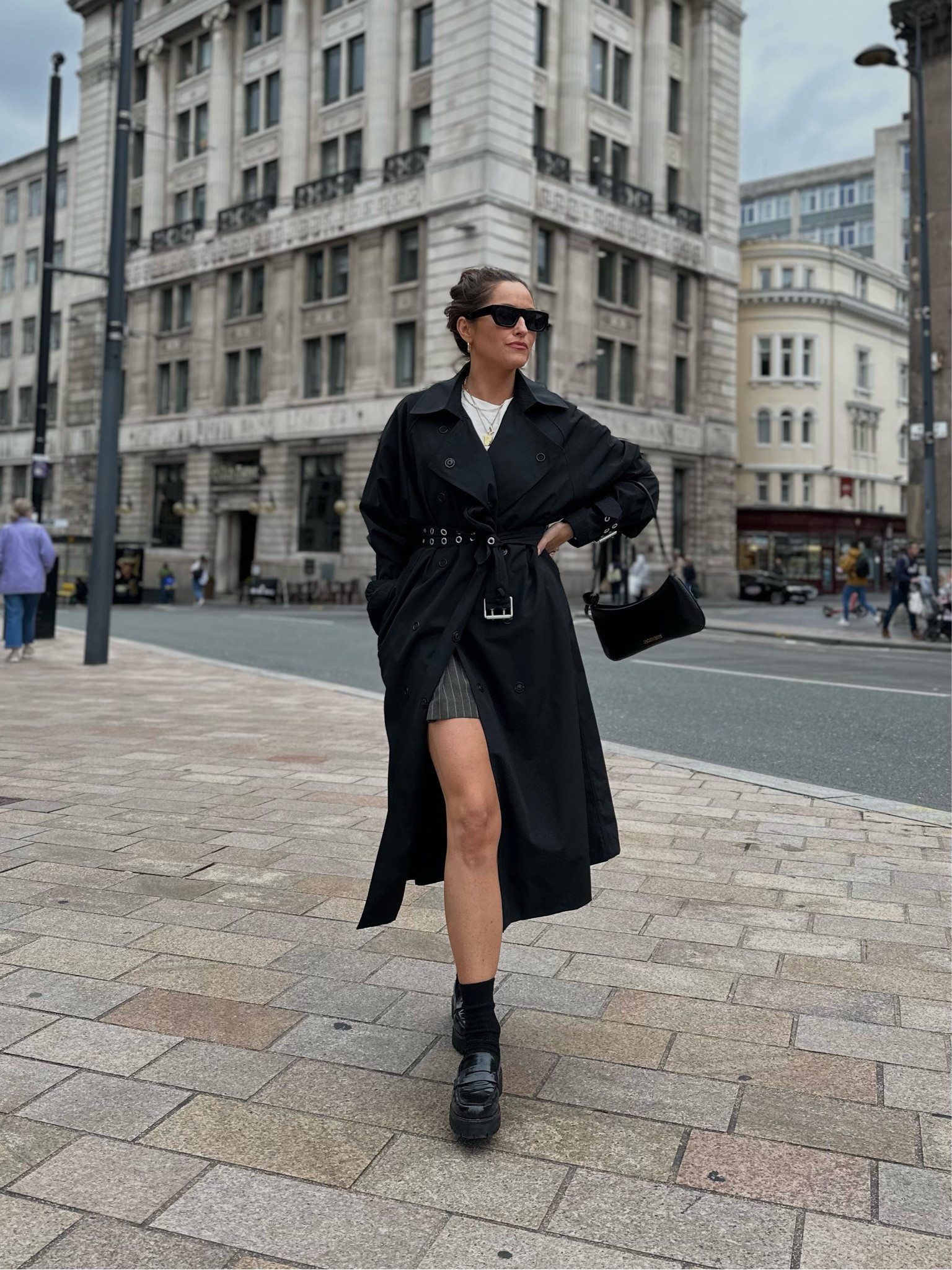 Autumn fashion. Autumn outfit. Black trench coat. Black coat. Loafers. Chunky loafers. Workwear. Black handbag. Designer handbags. Sunglasses 

#LTKshoecrush #LTKeurope #LTKstyletip