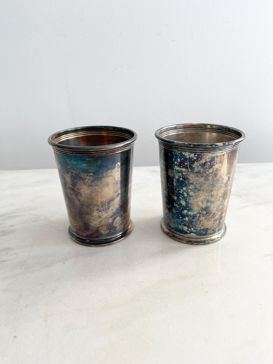 Vintage Silverplate Mint Julep Cups; Tarnished Metal Derby Cups; Kentucky Derby Barware Drinks; S... | Etsy (US)