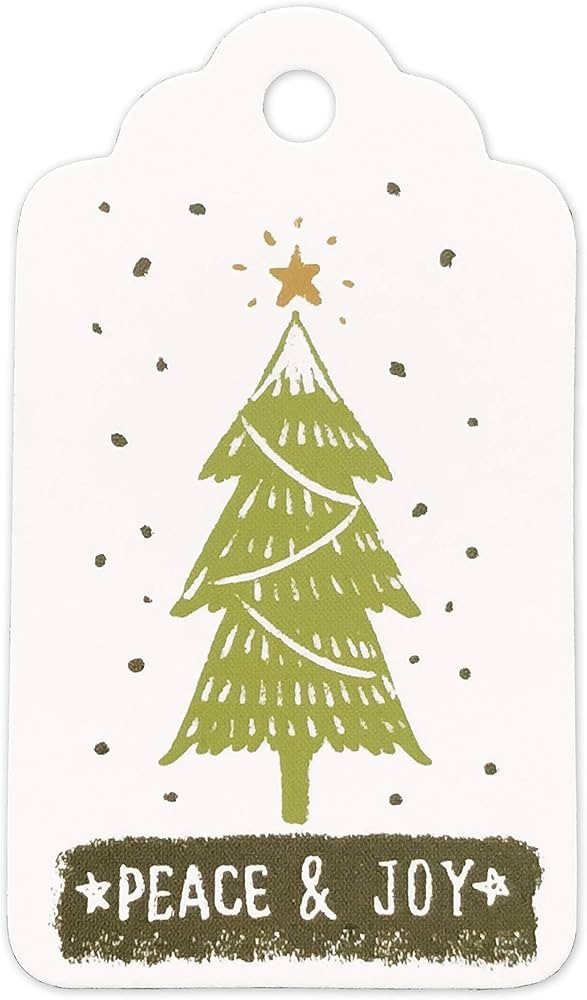 LWR CRAFTS 100 Hang Tags Scalloped Top with Cotton Strings 66ft for Holiday (Peace Joy) | Amazon (US)