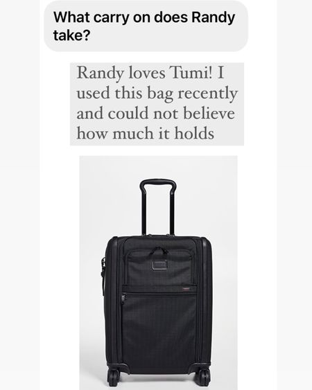 Randy’s favorite carry on luggage Tumi

#LTKmens #LTKtravel #LTKGiftGuide