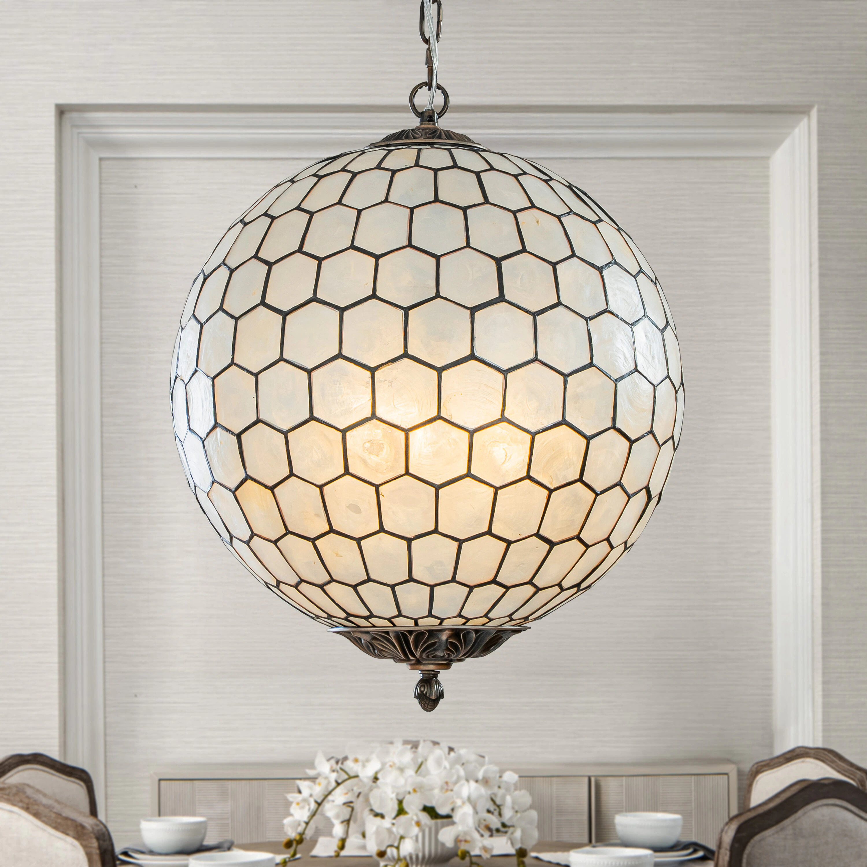 AloaDecor Lighting 3 -Light Antique Brass Shell Iron Chandelier one_size | L7156D45FG10A | Lowe's