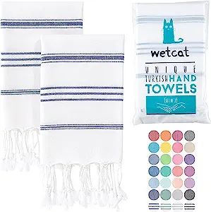 Amazon.com: WETCAT Turkish Hand Towels with Hanging Loop (20 x 30) - Set of 2, 100% Cotton, Soft ... | Amazon (US)