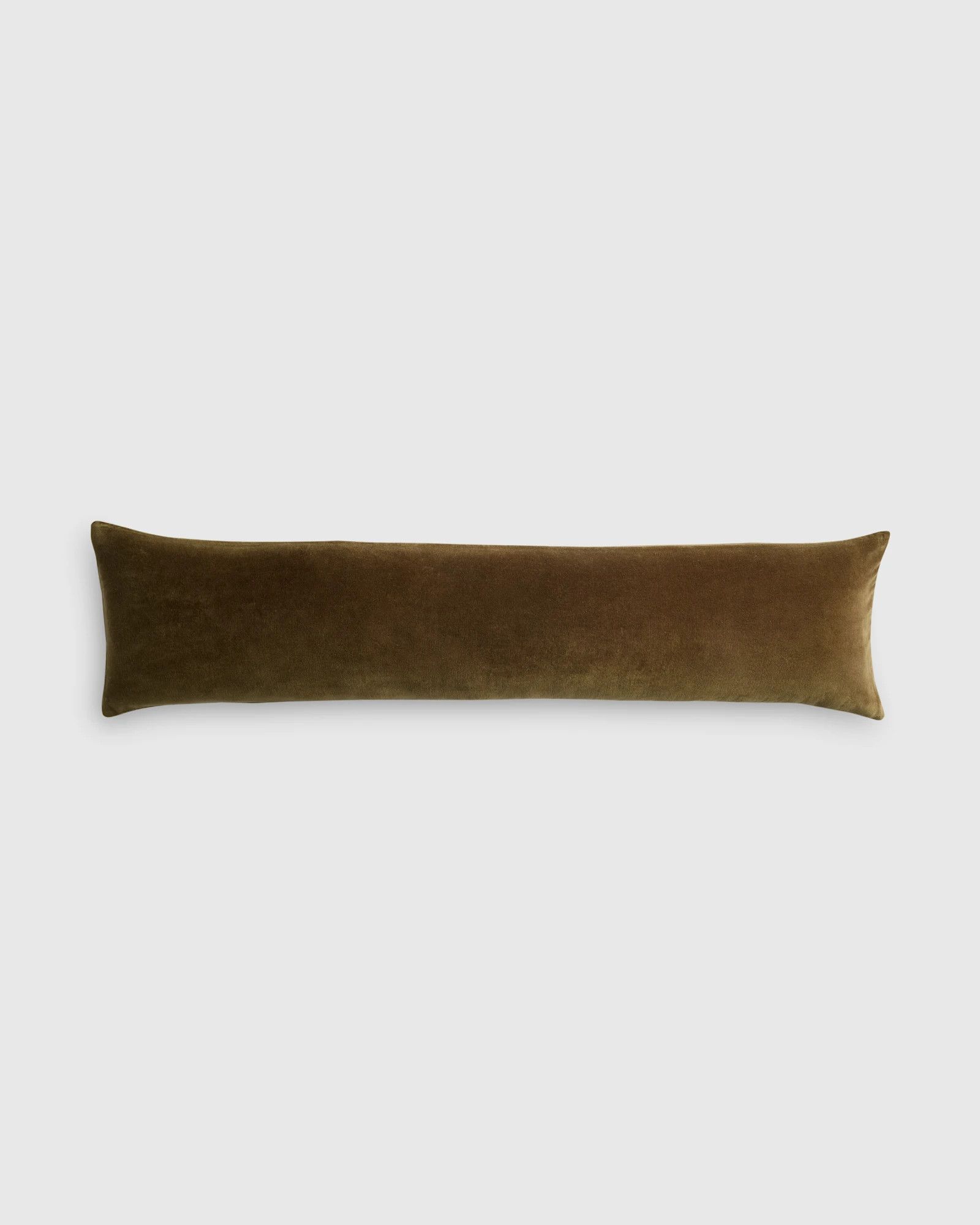 Quince | Cotton Velvet OverSized Lumbar Pillow Cover in Olive, Size 12""x48 | Quince
