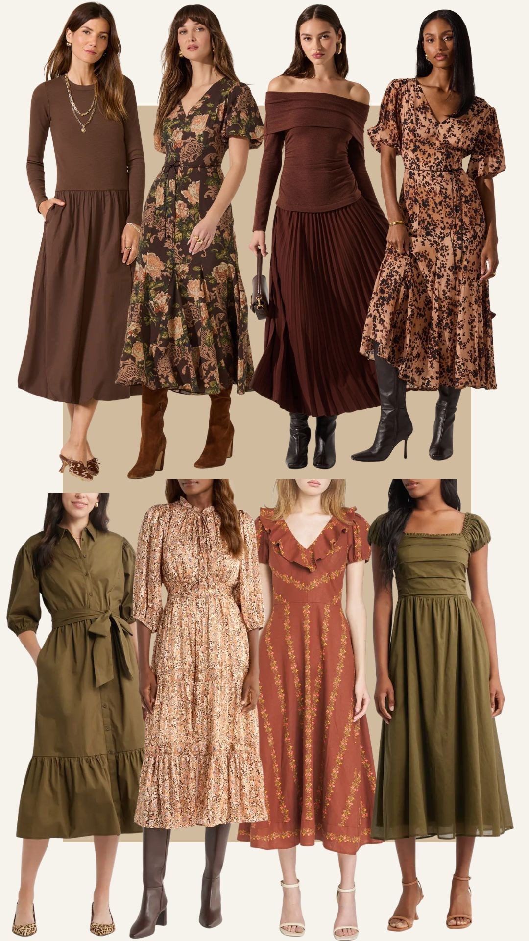 Fall dresses for autumns, midi, fall family photos, church, wedding guest, Thanksgiving, floral, midsize, mom style, October, a line, tie waist, Thanksgiving, maxi dress, brown, olive green, burnt orange, warm, ASTR, Nordstrom, Madewell 

HOC autumn, true autumn, dark autumn, soft autumn, house of colour autumn, color analysis, warm spring 

#LTKMidsize #LTKFindsUnder100 #LTKSeasonal