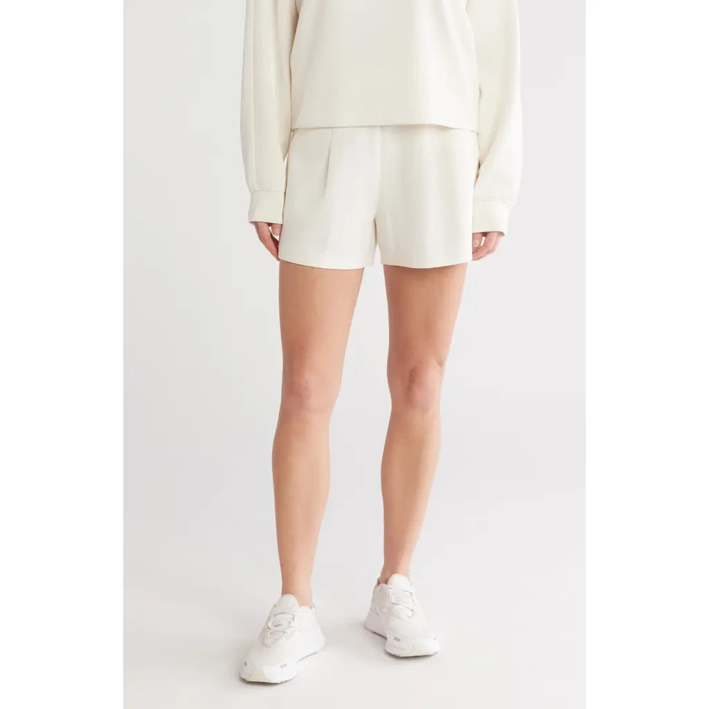 Z by Zella Whisper Scuba Pleated Shorts in Ivory Egret at Nordstrom Rack, Size X-Large | Nordstrom Rack