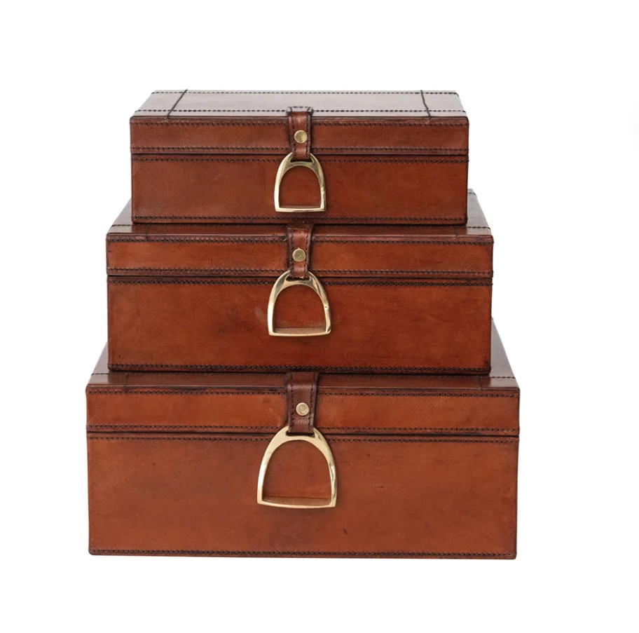 Nesting Boxes with Brass Closure (Set of 3) | Heritage House