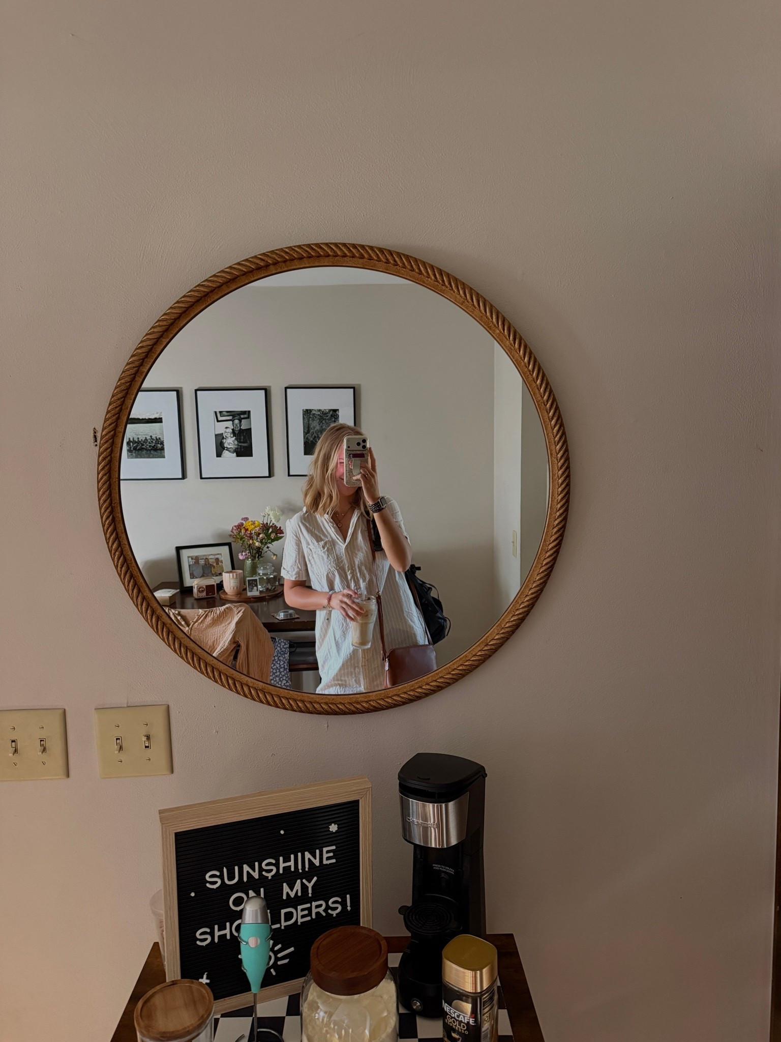HAPPY TUESDAY—05.26.26 🌞🤎🤍☕️

Size small in striped dress from Old Navy
Size 8 in brown sandals from @Target 
glass coffee cups are from Amazon (come in a 2-pack and are the cutest things everrrr)
*linking up some cute circle mirrors 🪞 

Old Navy finds, Old Navy haul, Old Navy style, Old Navy fashion, Old Navy deals, fall finds, Old Navy sweaters, sweater deals, denim finds, denim shirts, denim button up, striped dresses, fall transitional pieces, denim dresses, Old Navy activewear, Old Navy leggings, Old Navy tank tops, watch now, trending now, outfit of the day, transitional outfits, mirror selfie

#LTKootd #LTKmorningroutine #LTKSeasonal