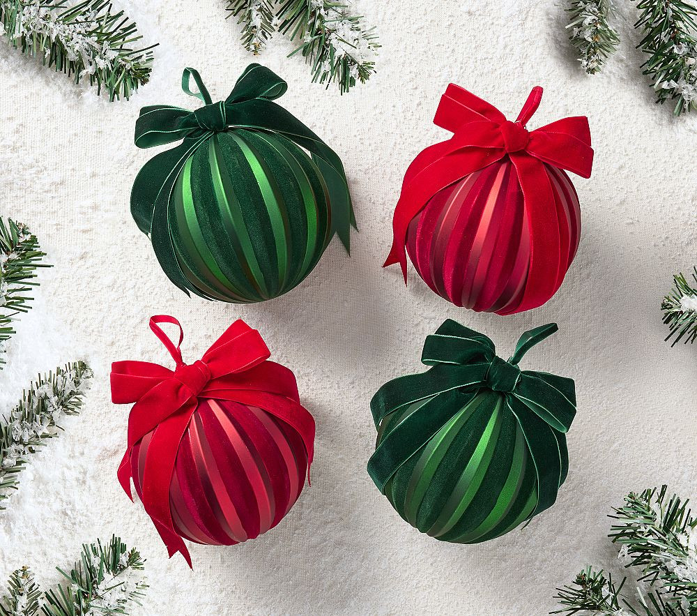 Shatterproof Oversized Flocked Ball Ornaments (6"), Set of 4 | Pottery Barn Kids