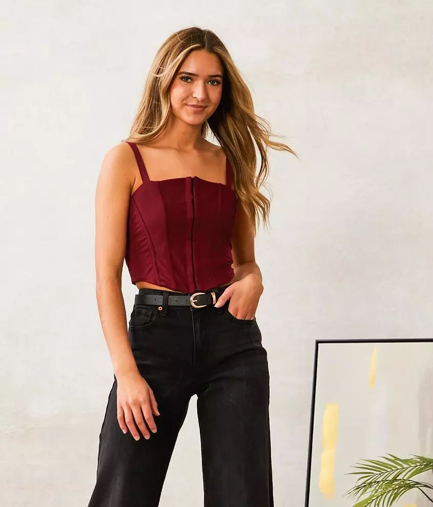 Cropped Corset Tank Top | Buckle