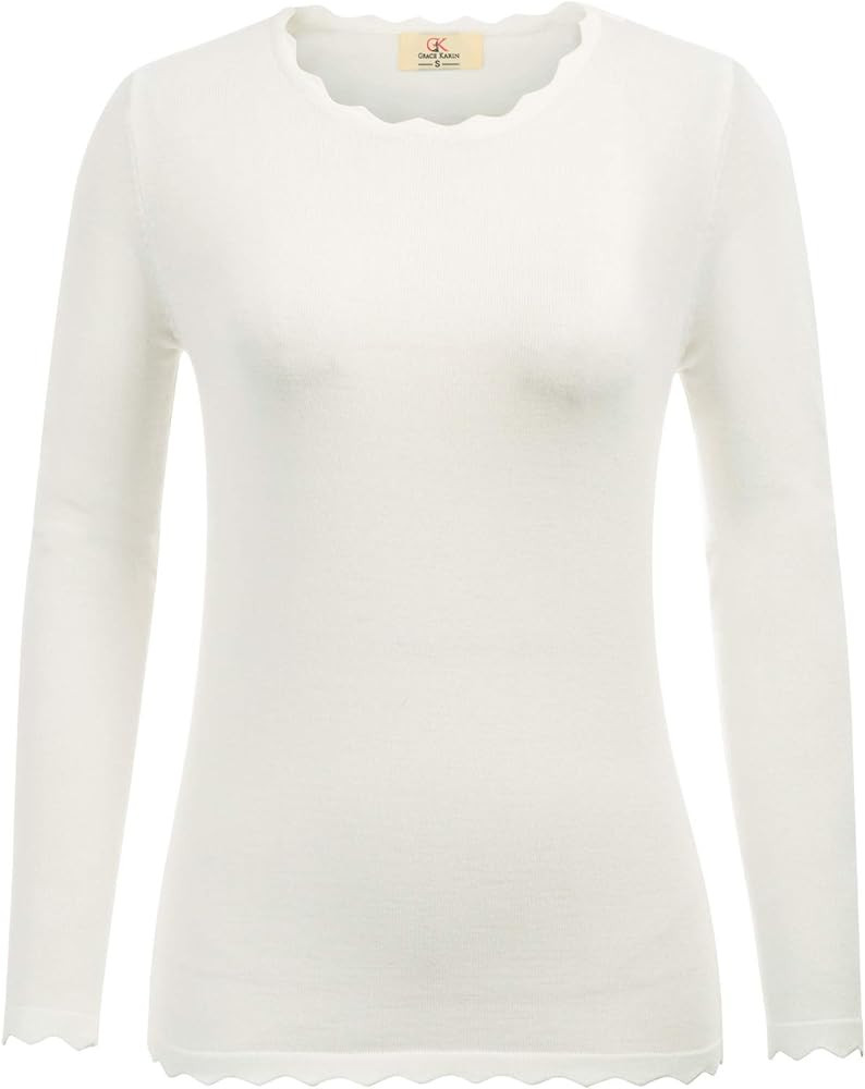 GRACE KARIN Women's High Stretchy Long Sleeve Pullover Sweater Blouse Top | Amazon (US)