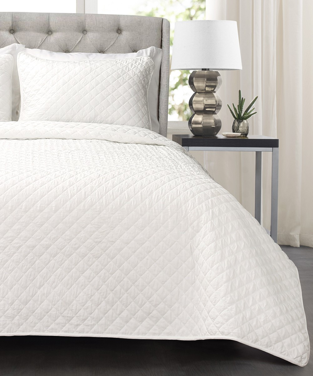White Ava Oversize Cotton Quilt Set | zulily