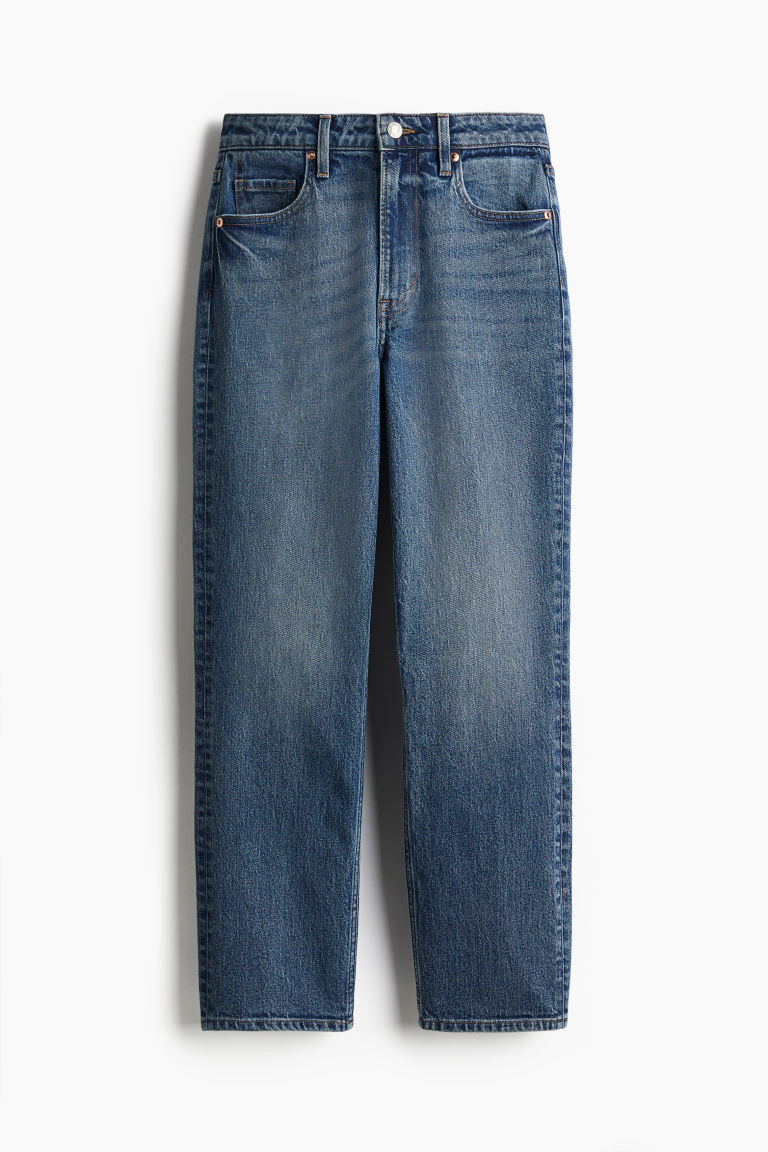 H & M - Slim Straight High Ankle Jeans - Blue | H&M (US + CA)