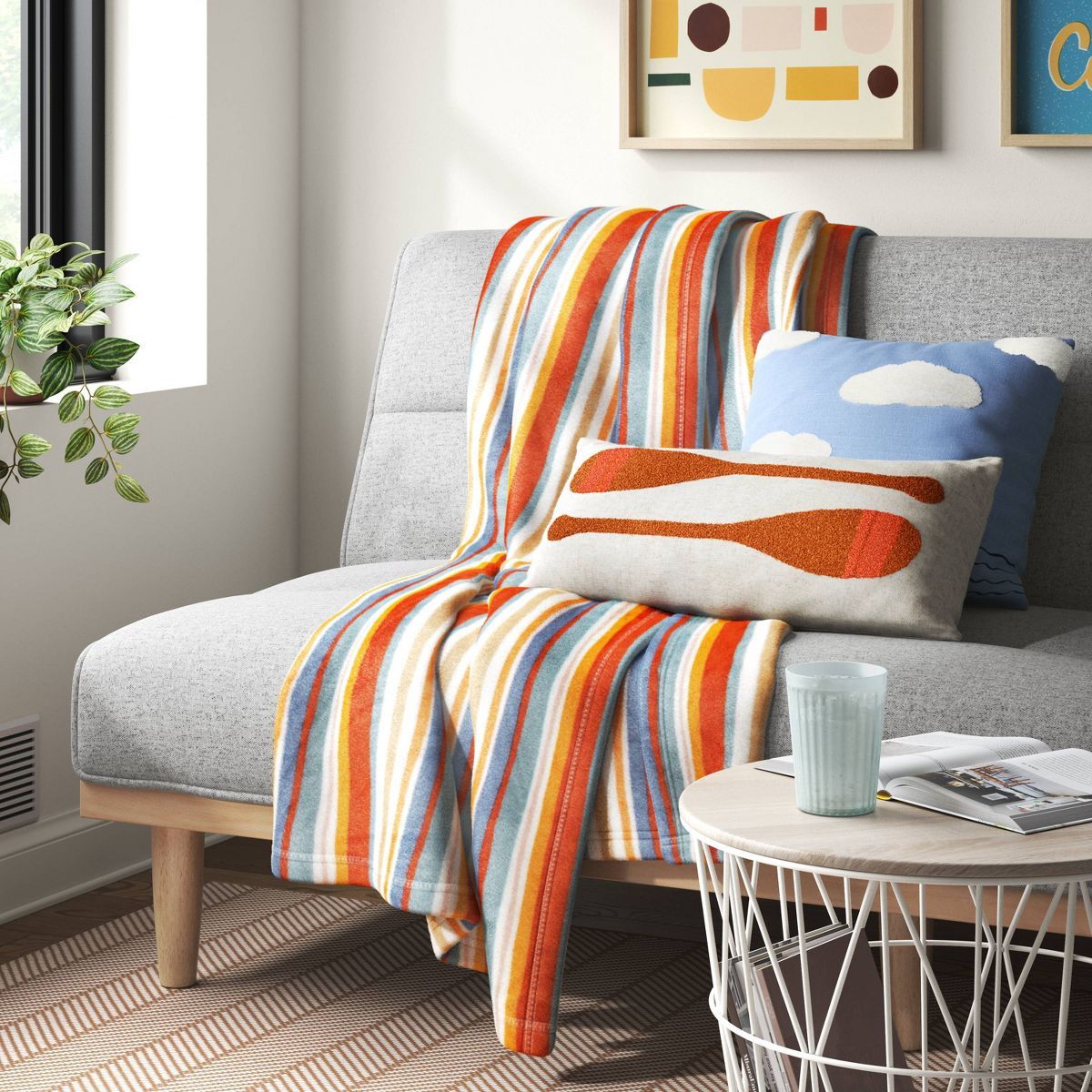 Oversized Wavy Striped Printed Plush (Not Knitted) Throw Blanket - Room Essentials™ | Target