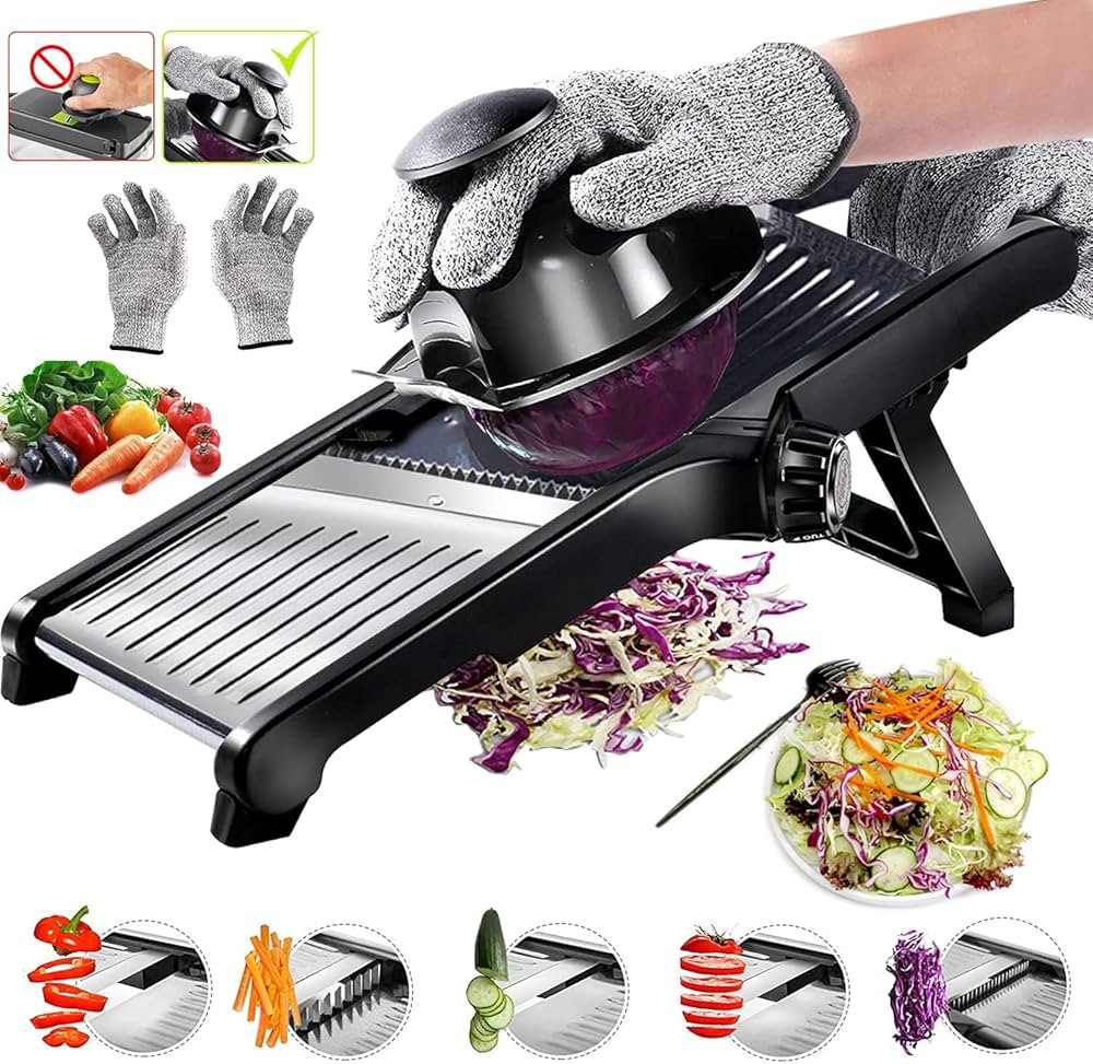 Mandoline Slicer for Kitchen, Adjustable Stainless Steel Food Vegetable Potato Onion Slicer Frenc... | Amazon (US)
