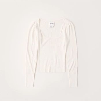 Square-Neck Puff Sleeve Sweater | Abercrombie & Fitch (US)