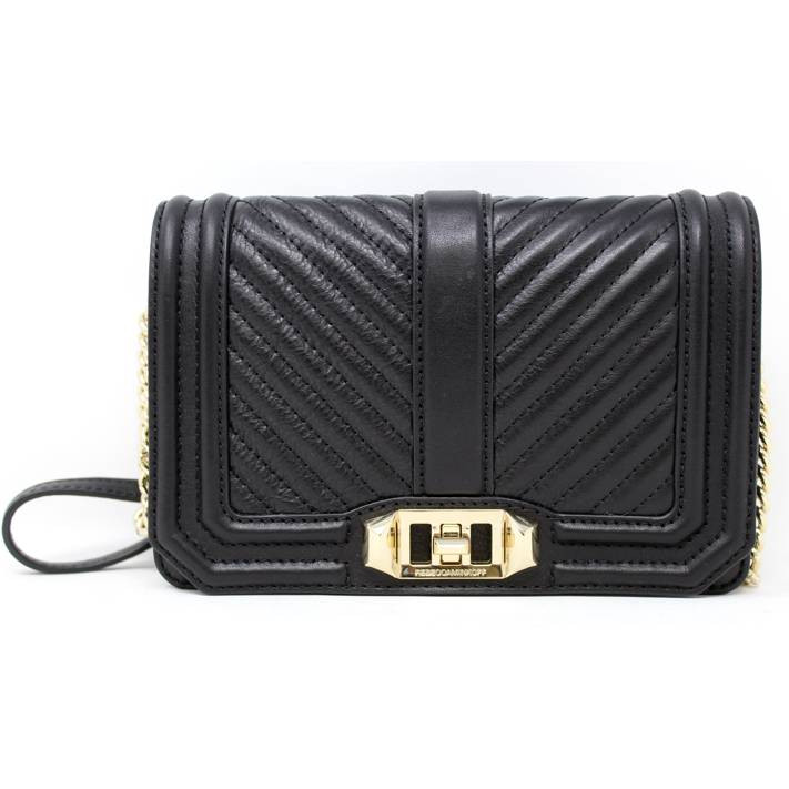 Rebecca Minkoff Chevron Quilted Small Love Cross Body Handbag Black/Gold | Walmart (US)