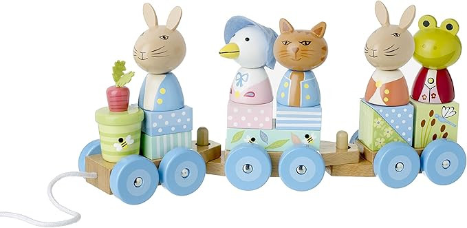Peter Rabbit Wooden Train Pull Along Toy - Push and Pull Stacking Toys, 1 Year Olds, Toddler - Pu... | Amazon (UK)