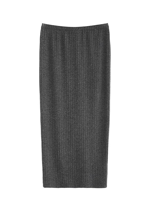 SheIn Women's Basic Plain Stretchy Ribbed Knit Split Full Length Skirt | Amazon (US)