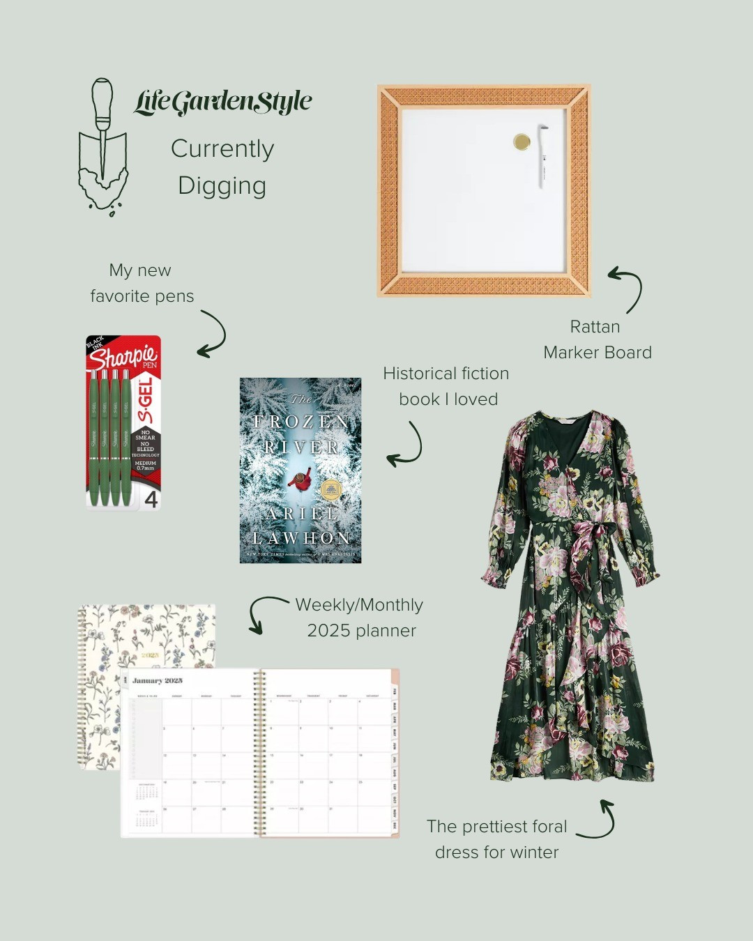 Currently Digging rattan marker board, sharpie gel pens, big floral planner, The Frozen River, Winter floral Lauren Conrad dress

#LTKFindsUnder100 #LTKSaleAlert #LTKHome