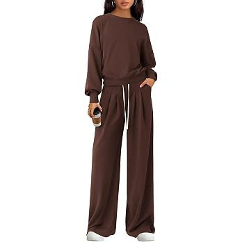 PRETTYGARDEN Womens Loose Fit Casual 2 Piece Lounge Set | Baggy Long Sleeve Sweatshirt, Drawstrin... | Amazon (US)