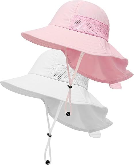 2-Pack Toddler Baby Sun Hat Kids Summer UPF 50+ for Boys Girls Adjustable Beach Hats with Bucket ... | Amazon (US)